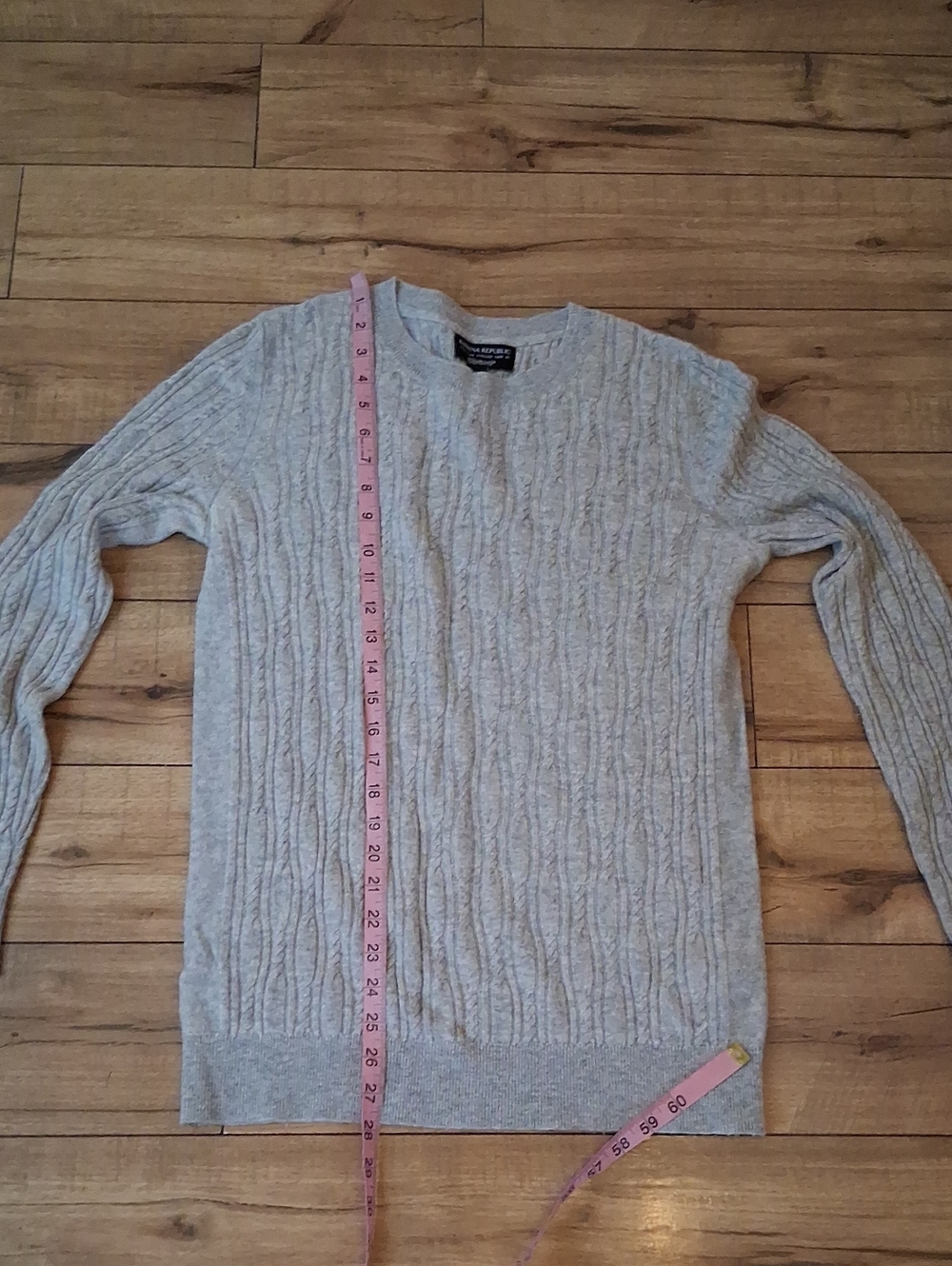Women's Cable-Knit Crewneck Light Gray Merino Cashemere Blend Large - Picture 14 of 17